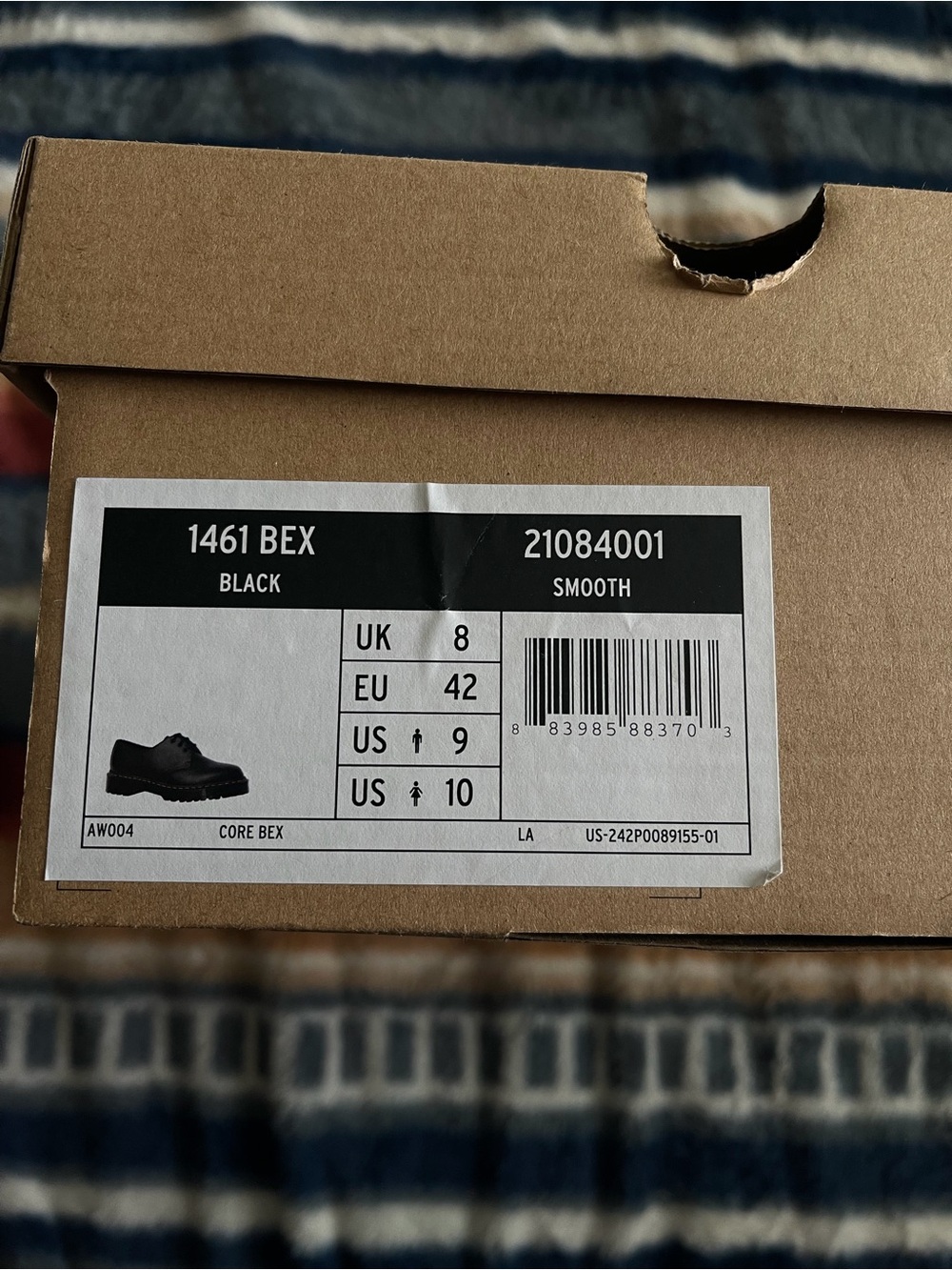 Dr. Martens Black 1461 BEX Smooth Leather Oxford Box Label